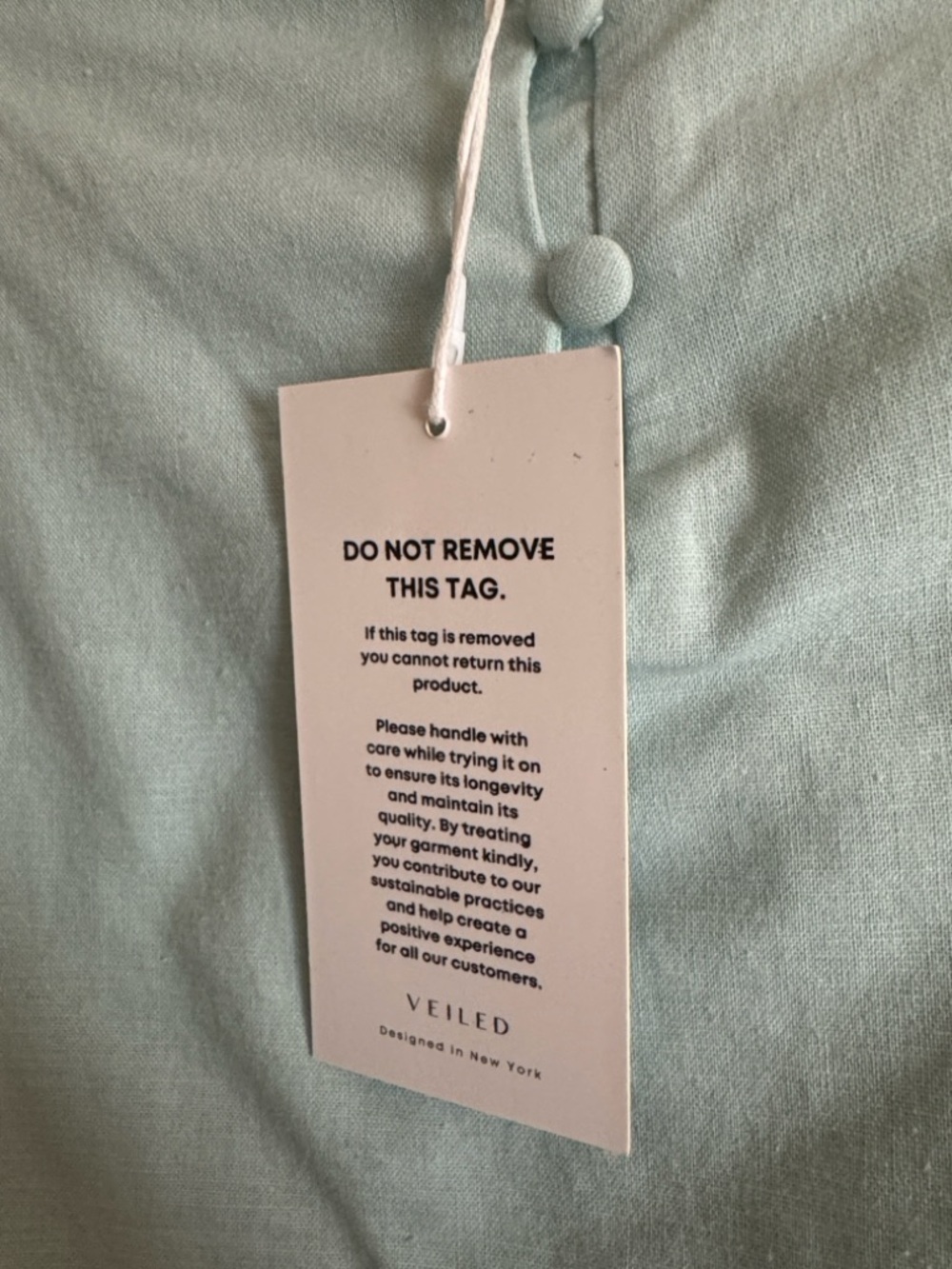 Cotton Linen Butterfly Inner Tie Abaya Dress - Seafoam M 54” - Picture 5 of 5